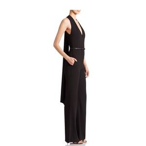 Black Halston Heritage jumpsuit with scarf detail
